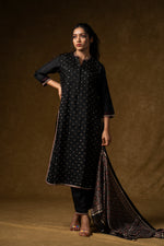 Load image into Gallery viewer, Black Ajrakh Print Suit Set
