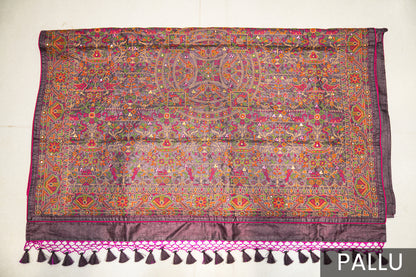 Purple Tassal Silk Saree with Elegant Ankar Work