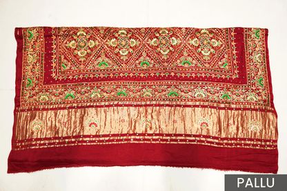 Red Gaji Silk Saree with Ghar Chola & Pitta Handwork