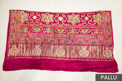 Rani Pink Gaji Silk Saree with Intricate Ghar Chola Work