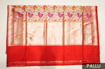 Designer Katan Jari Silk Saree with Timeless Meenakari Embroidery