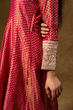 Load image into Gallery viewer, Deep Red Bandhani Anarkali Set
