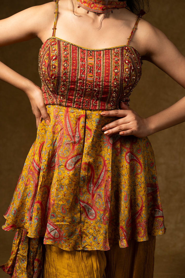 Mustard Yellow Indo-Western Palazzo Set