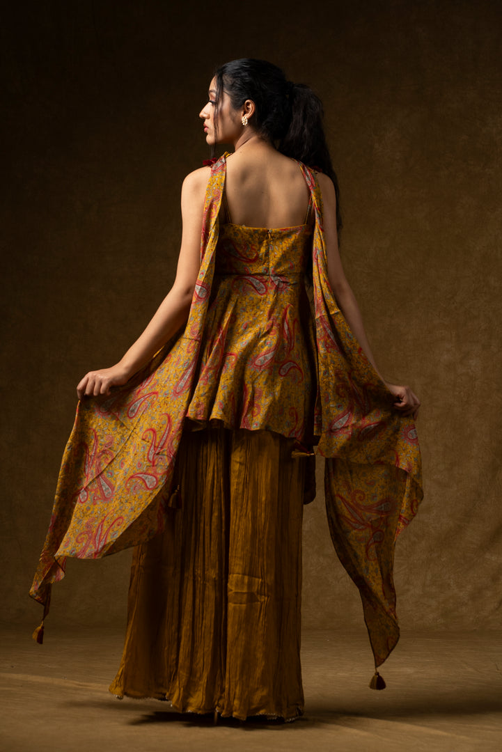 Mustard Yellow Indo-Western Palazzo Set