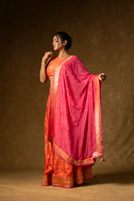 Load image into Gallery viewer, Orange and Pink Silk Lehenga Set
