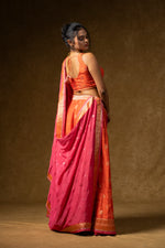 Load image into Gallery viewer, Orange and Pink Silk Lehenga Set
