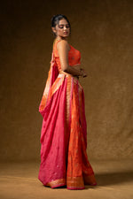 Load image into Gallery viewer, Orange and Pink Silk Lehenga Set
