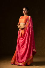 Load image into Gallery viewer, Orange and Pink Silk Lehenga Set
