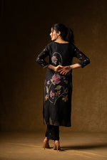 Load image into Gallery viewer, Black Floral Embroidered Suit Set
