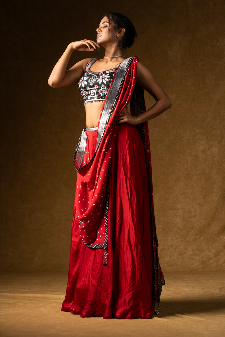 Red Contemporary Lehenga Set