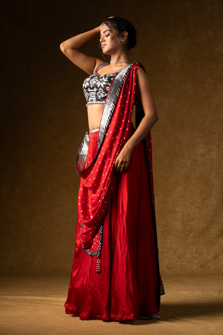 Red Contemporary Lehenga Set