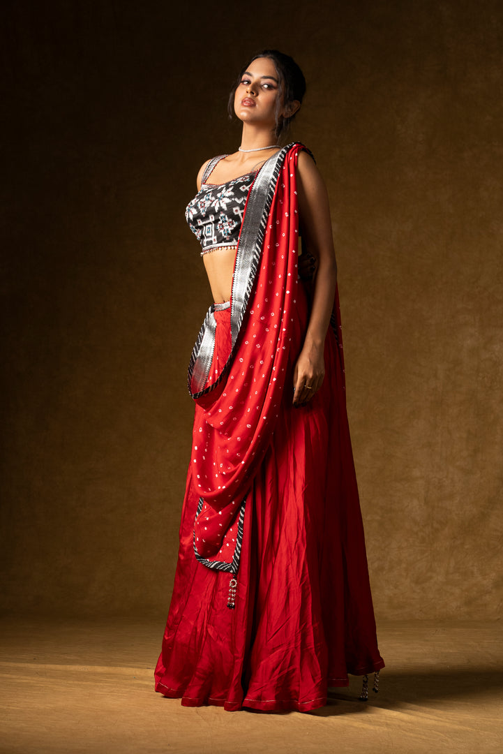 Red Contemporary Lehenga Set