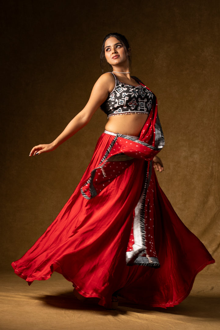 Red Contemporary Lehenga Set