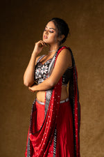 Load image into Gallery viewer, Red Contemporary Lehenga Set
