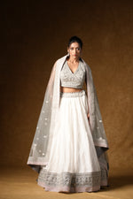 Load image into Gallery viewer, White Crystal Embellished Lehenga Set
