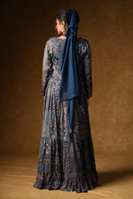 Load image into Gallery viewer, Blue Ajrakh Print Tiered Maxi Dress
