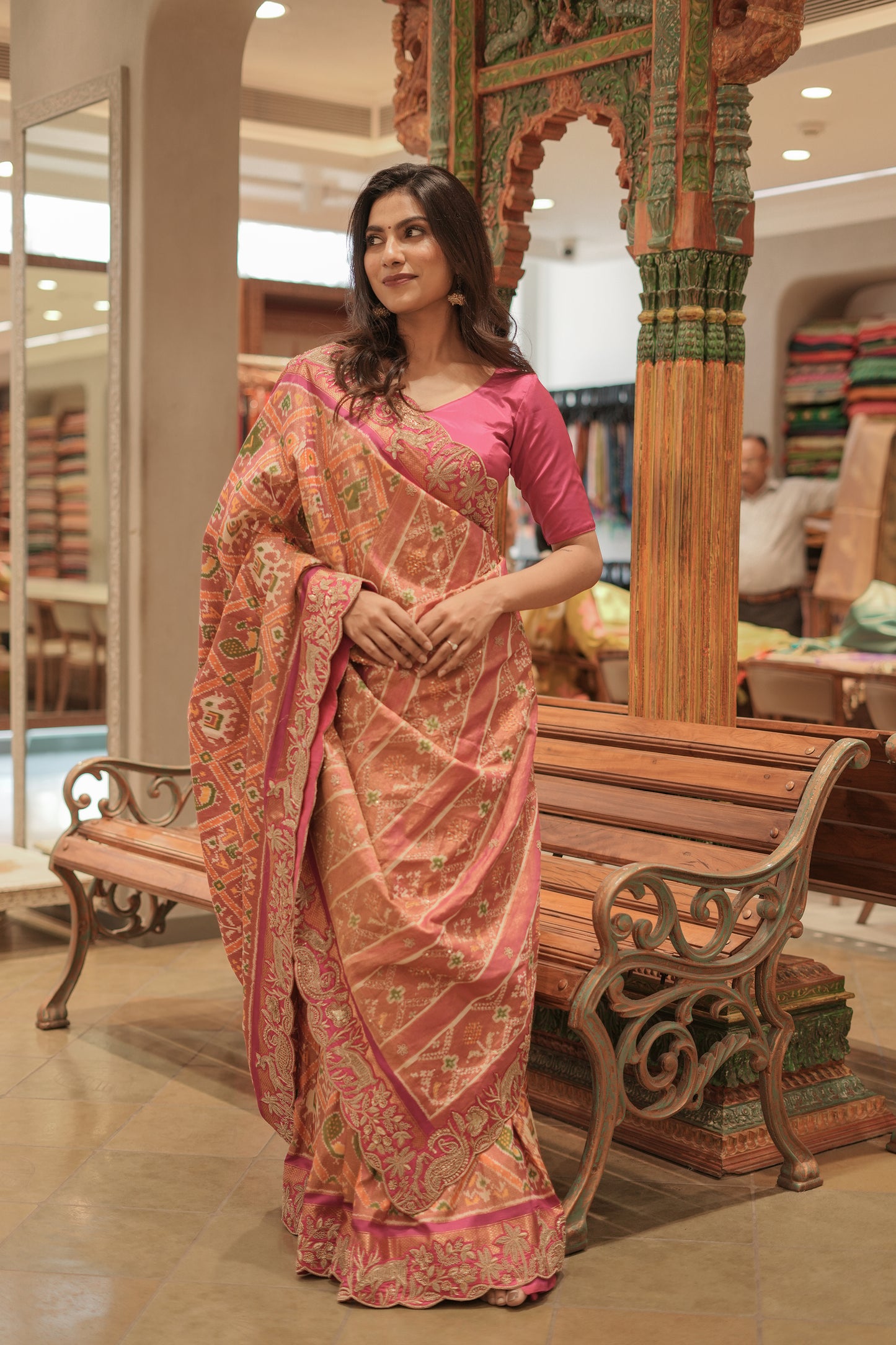 Heritage Glow Pure Ikat Patola Silk Saree with Zardozi Border