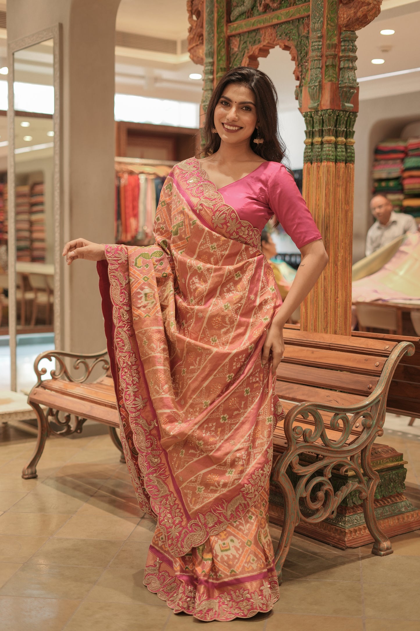 Heritage Glow Pure Ikat Patola Silk Saree with Zardozi Border