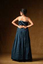 Load image into Gallery viewer, Teal Blue Cape Lehenga Set
