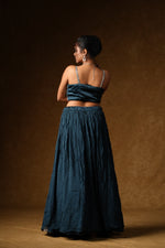 Load image into Gallery viewer, Teal Blue Cape Lehenga Set
