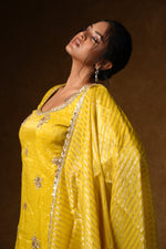 Load image into Gallery viewer, Yellow Embellished Palazzo Suit Set
