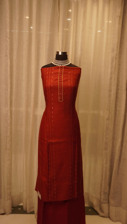 Rust Heritage Munga Tussar Dupatta with Hand Block Prints