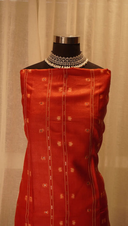 Rust Radiance Tussar Silk Shibori Dupatta with Thread Work