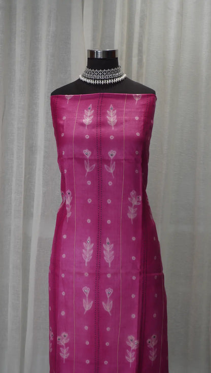 Rose Glow Tussar Silk Shibori Dupatta with Thread Work