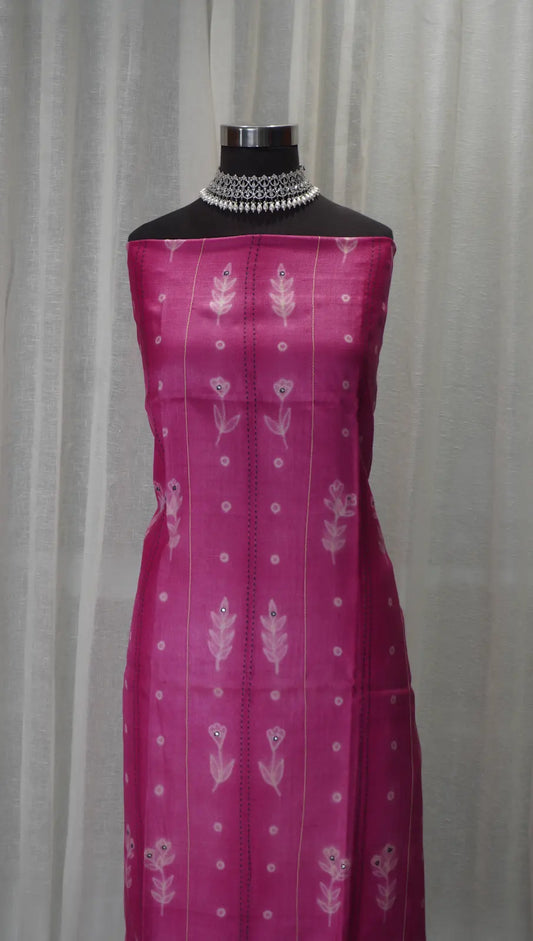 Rose Glow Tussar Silk Shibori Dupatta with Thread Work