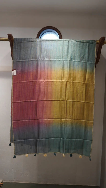 Emerald Ombre Munga Tussar Dupatta with Thread Work