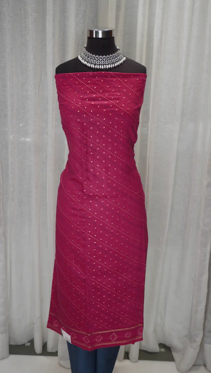 Rani Pink Banarasi Buti Dupatta with Kantha Work