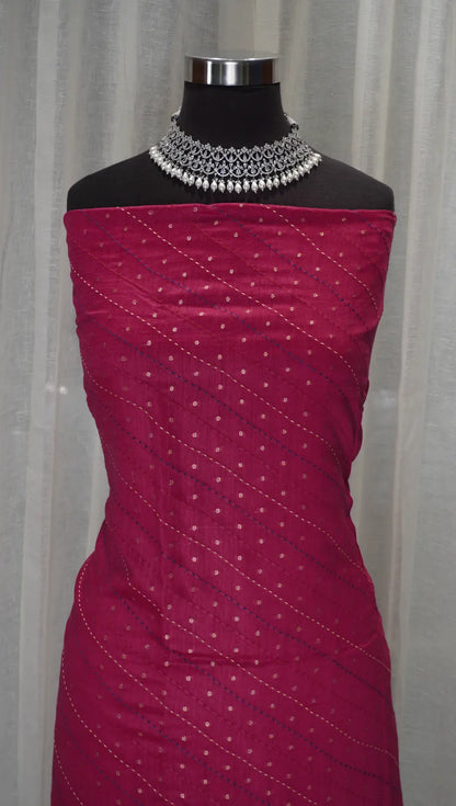 Rani Pink Banarasi Buti Dupatta with Kantha Work