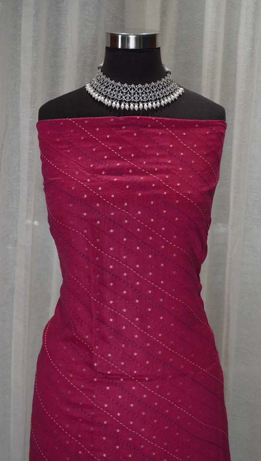 Rani Pink Banarasi Buti Dupatta with Kantha Work