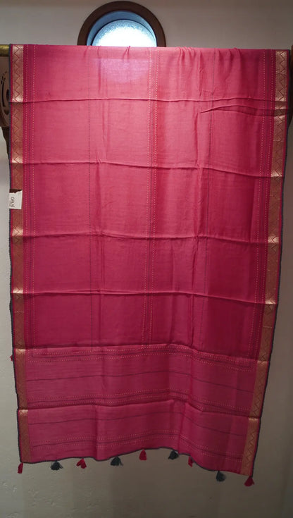 Rani Pink Banarasi Buti Dupatta with Kantha Work