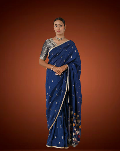 Midnight Sparkle Crepe Silk Saree
