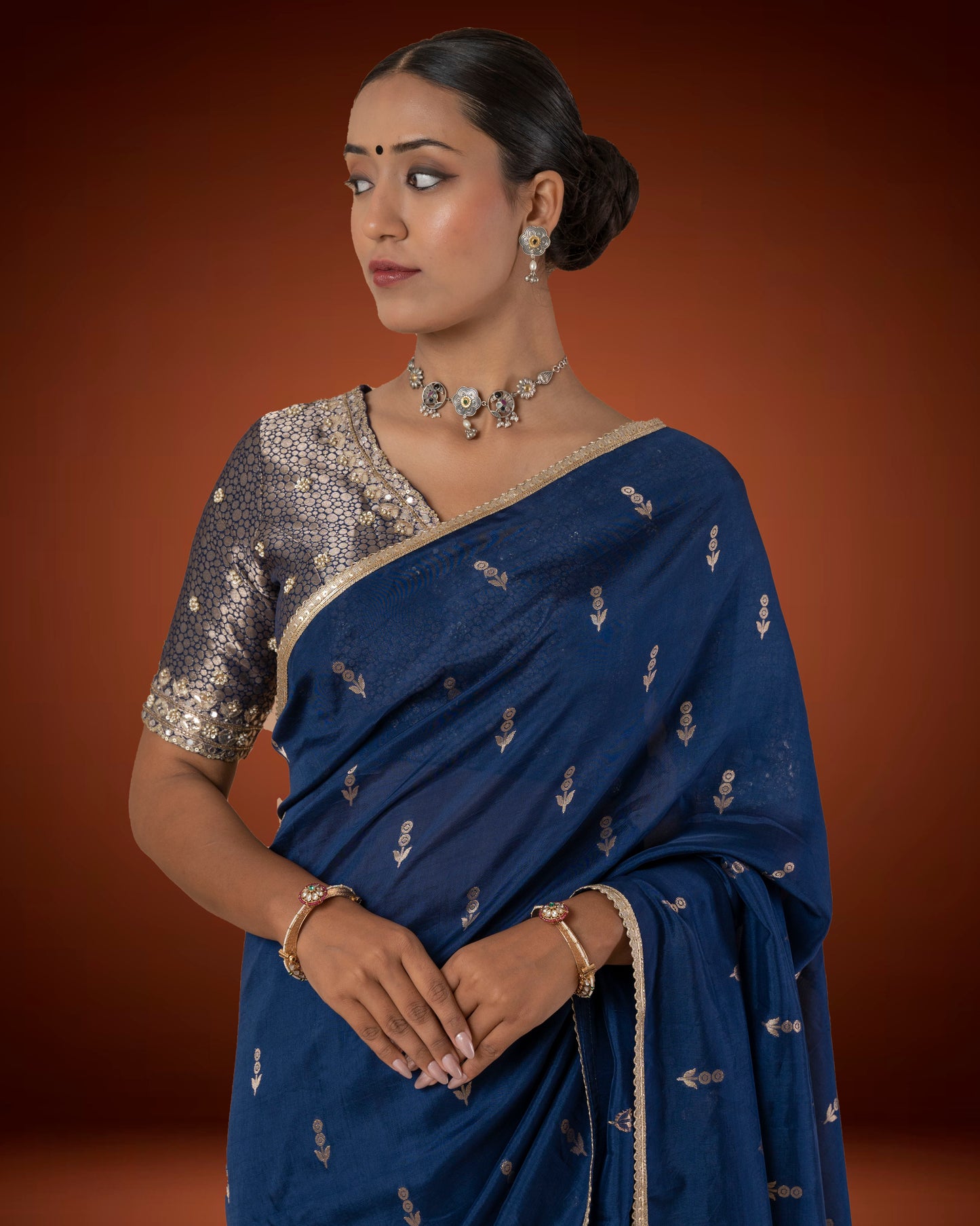 Midnight Sparkle Crepe Silk Saree