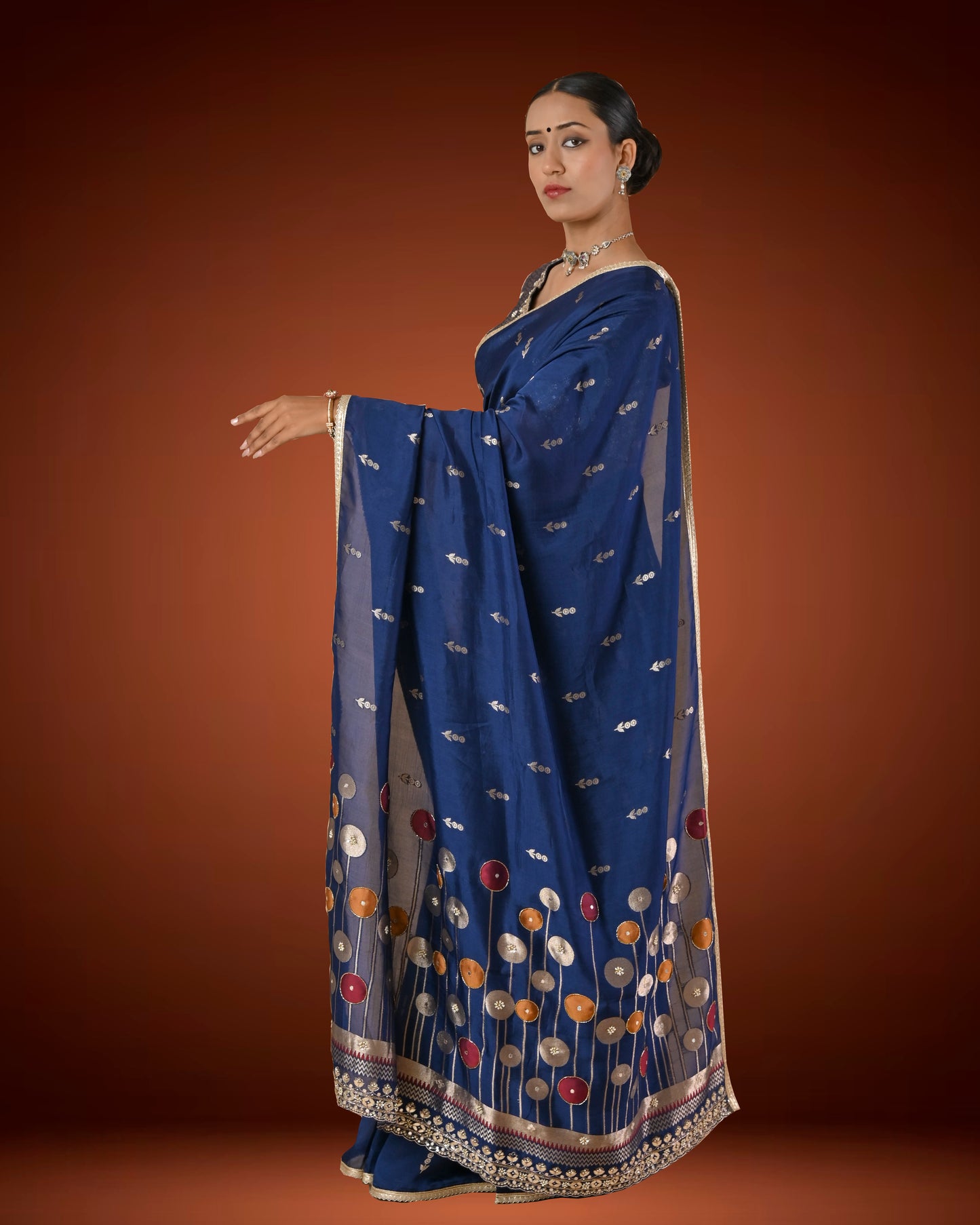 Midnight Sparkle Crepe Silk Saree