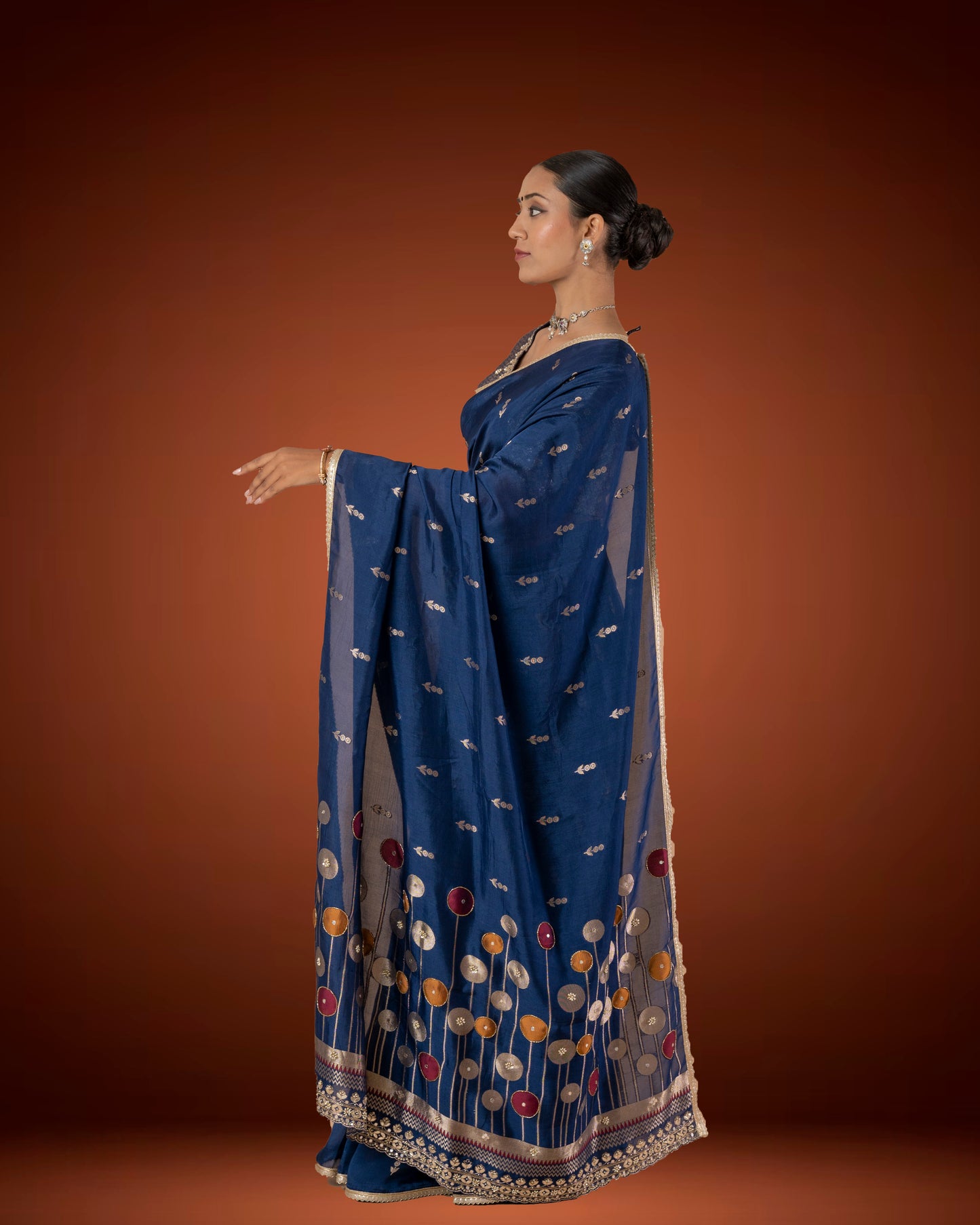 Midnight Sparkle Crepe Silk Saree