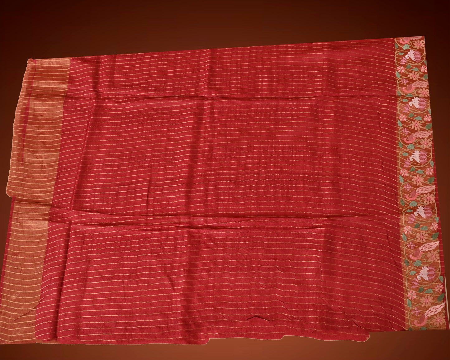 Elegant Maroon Tassar Silk Saree with Resham Embroidery & White Blouse