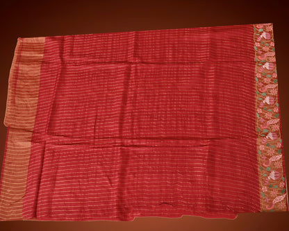 Elegant Maroon Tassar Silk Saree with Resham Embroidery & White Blouse