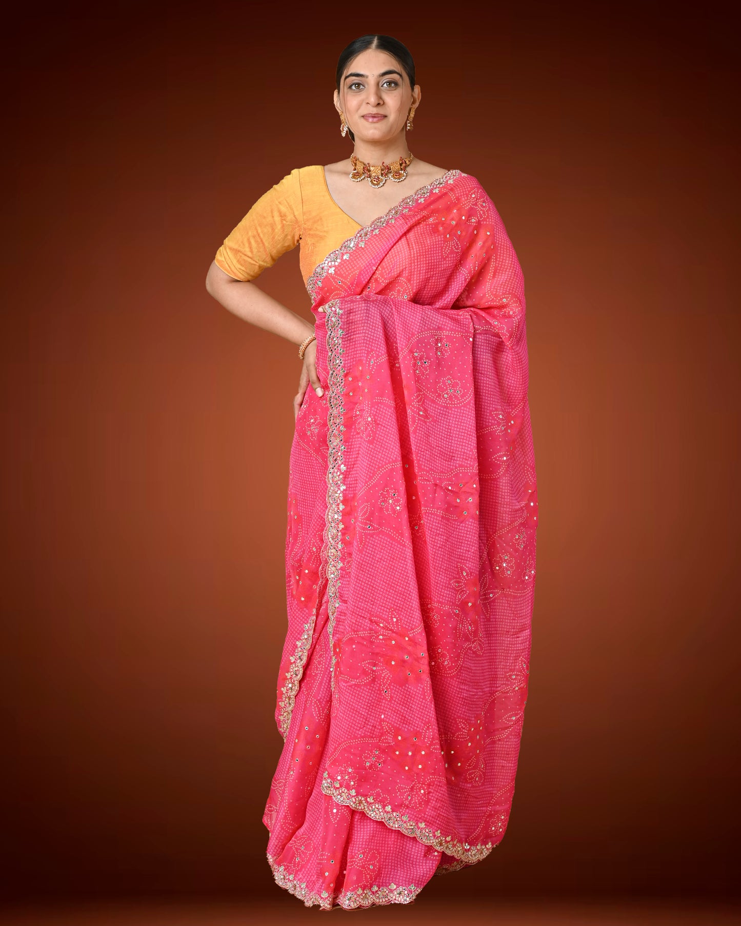 Elegant Crape Georgette Saree with Gota Patti & Sequence Work