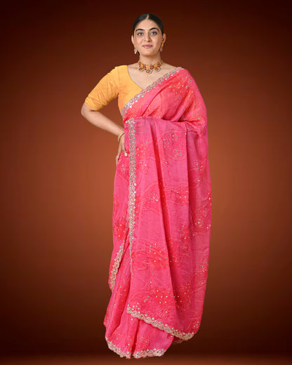 Elegant Crape Georgette Saree with Gota Patti & Sequence Work