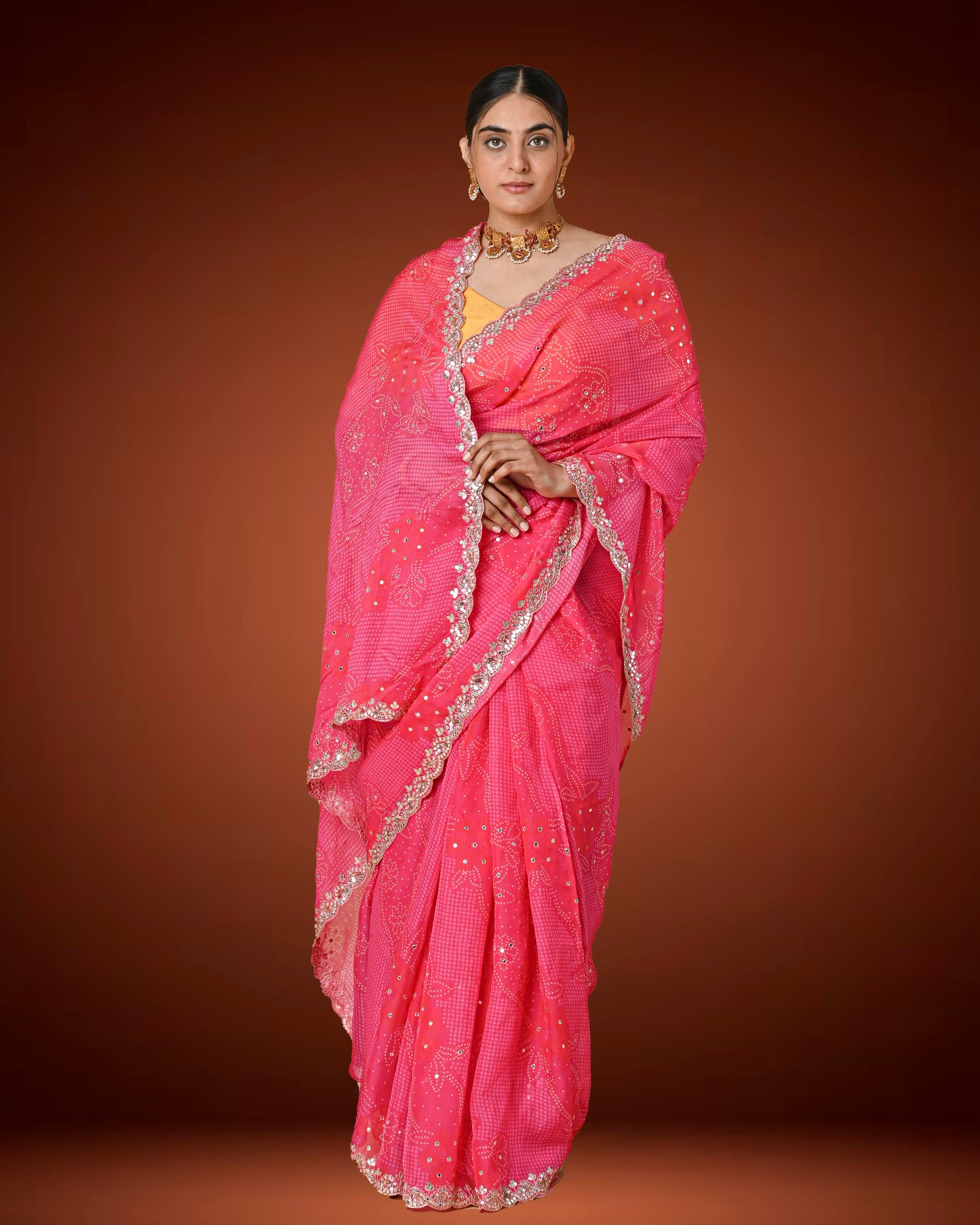 Elegant Crape Georgette Saree with Gota Patti & Sequence Work