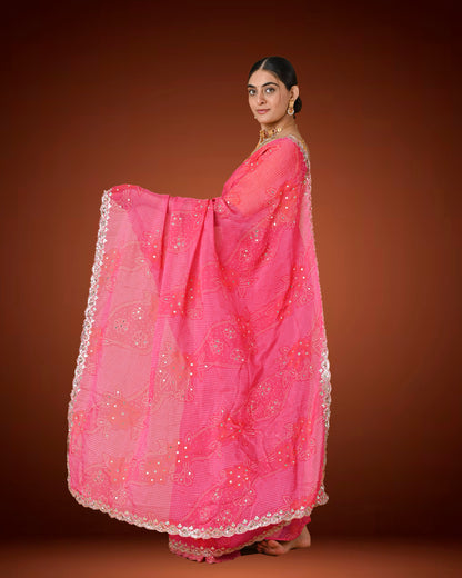 Elegant Crape Georgette Saree with Gota Patti & Sequence Work