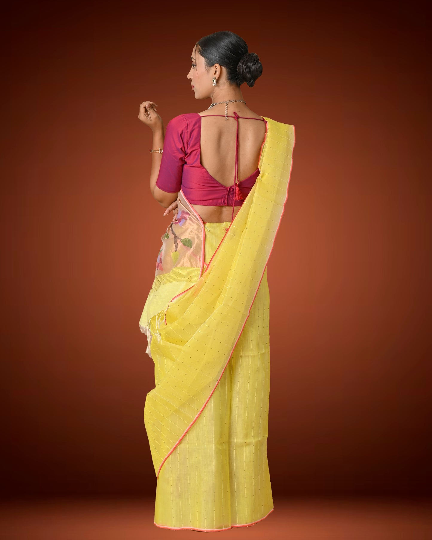 Pastel Yellow Kosa Silk Saree with Woven Pallu