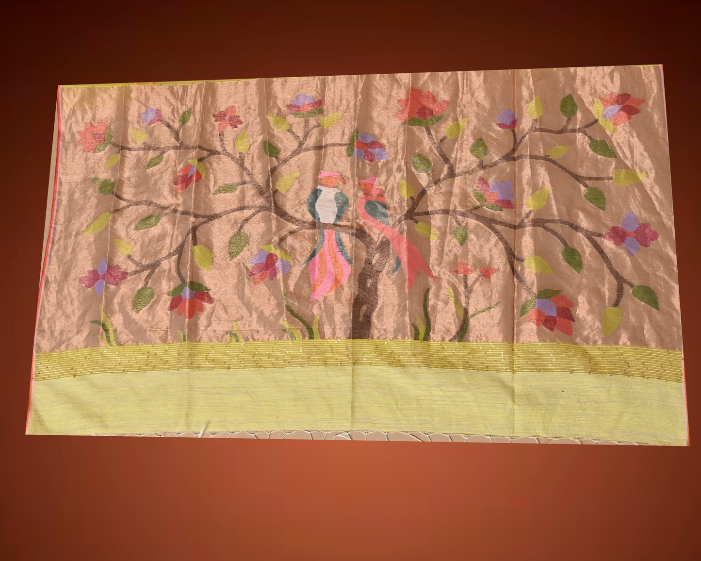 Pastel Yellow Kosa Silk Saree with Woven Pallu