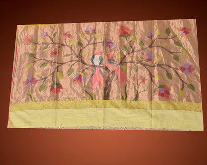 Pastel Yellow Kosa Silk Saree with Woven Pallu