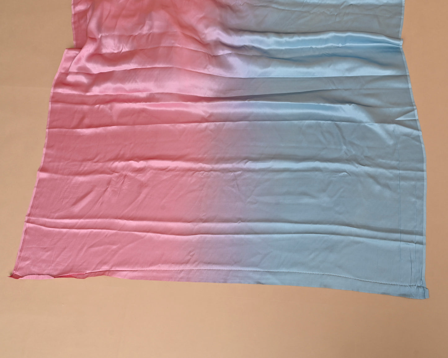 Shaded Crepe Silk Saree in Pastel Pink & Blue with Brocade Blouse