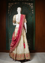 Load image into Gallery viewer, Ivory and Pink Embroidered Lehenga Choli
