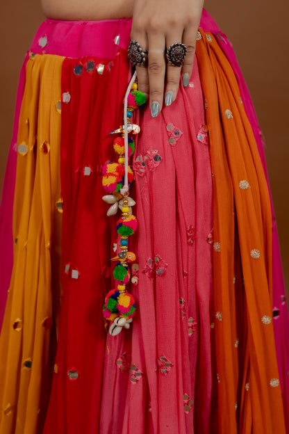 Multi-Shade Georgette Chaniya Choli Ensemble